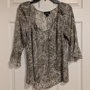 Alyx y2k vintage brown and green paisley pattern blouse top